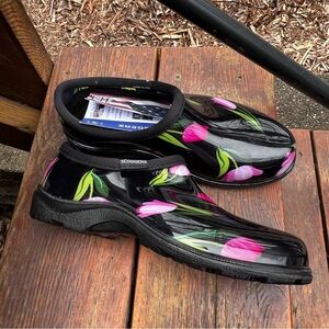 SLOGGERS GARDEN CLOGS PINK TULIP WATERPROOF SIZE 6 NEW